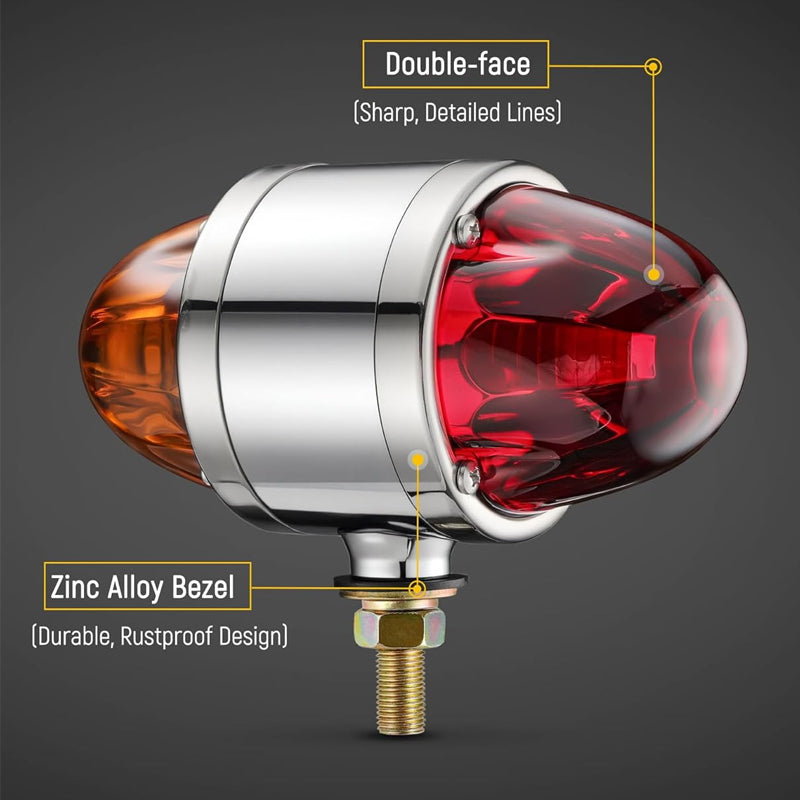 1Pcs Glass Watermelon Light Dual Revolution Double-Face Amber Red LED Turn Signal Light